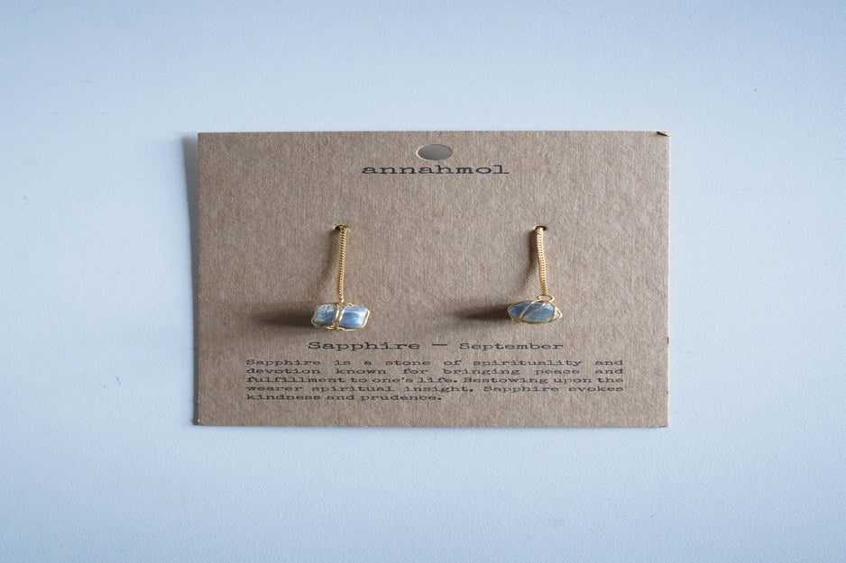 Birth Stone Threader Earrings: Semi-Precious Stones