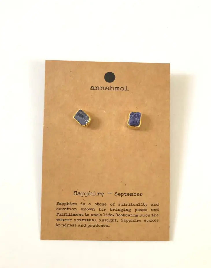 Birth Stone Stud Earrings: Semi Precious Stones