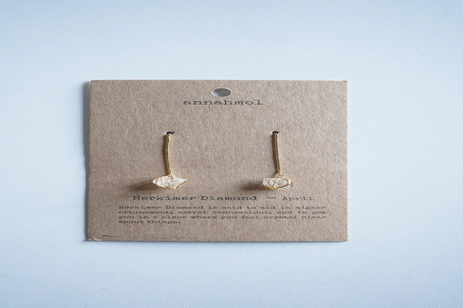 Birth Stone Threader Earrings: Semi-Precious Stones