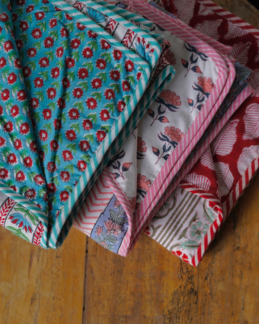 Wood Block Print  Baby Summer Quilt