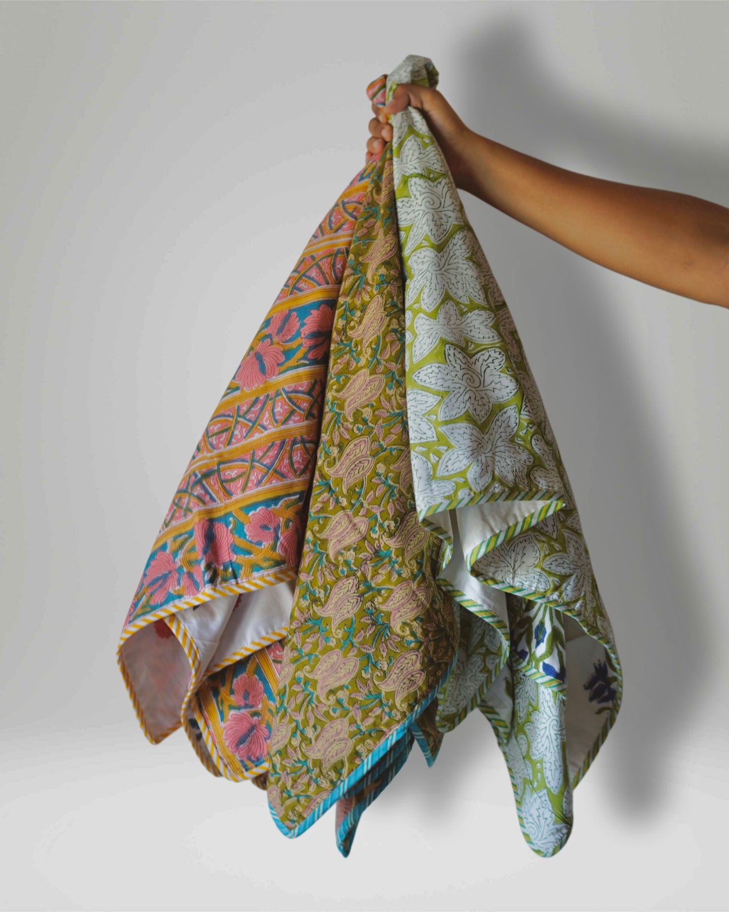 Wood Block Print  Baby Summer Quilt