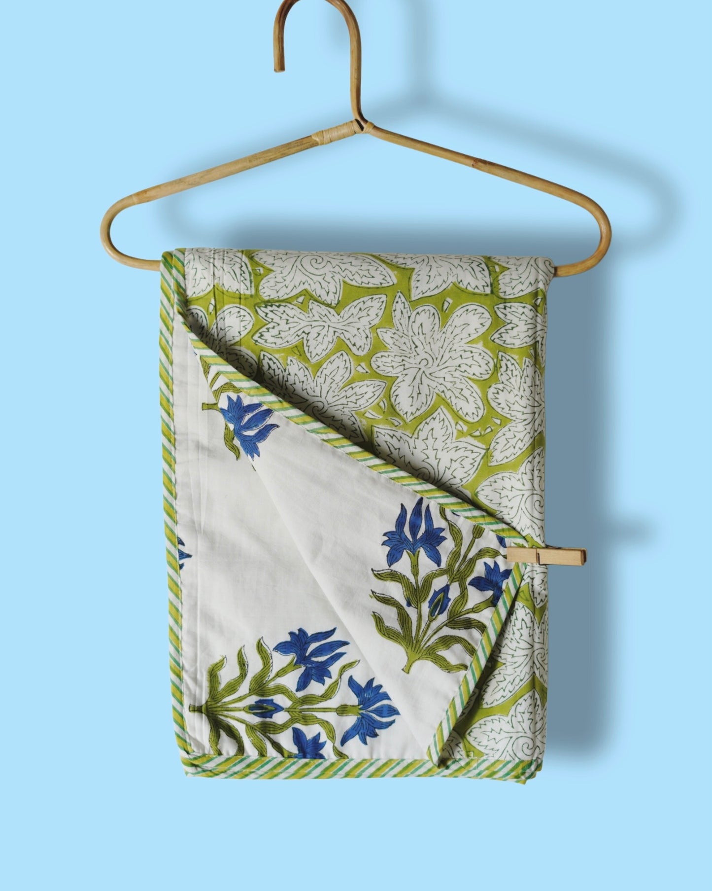 Wood Block Print  Baby Summer Quilt