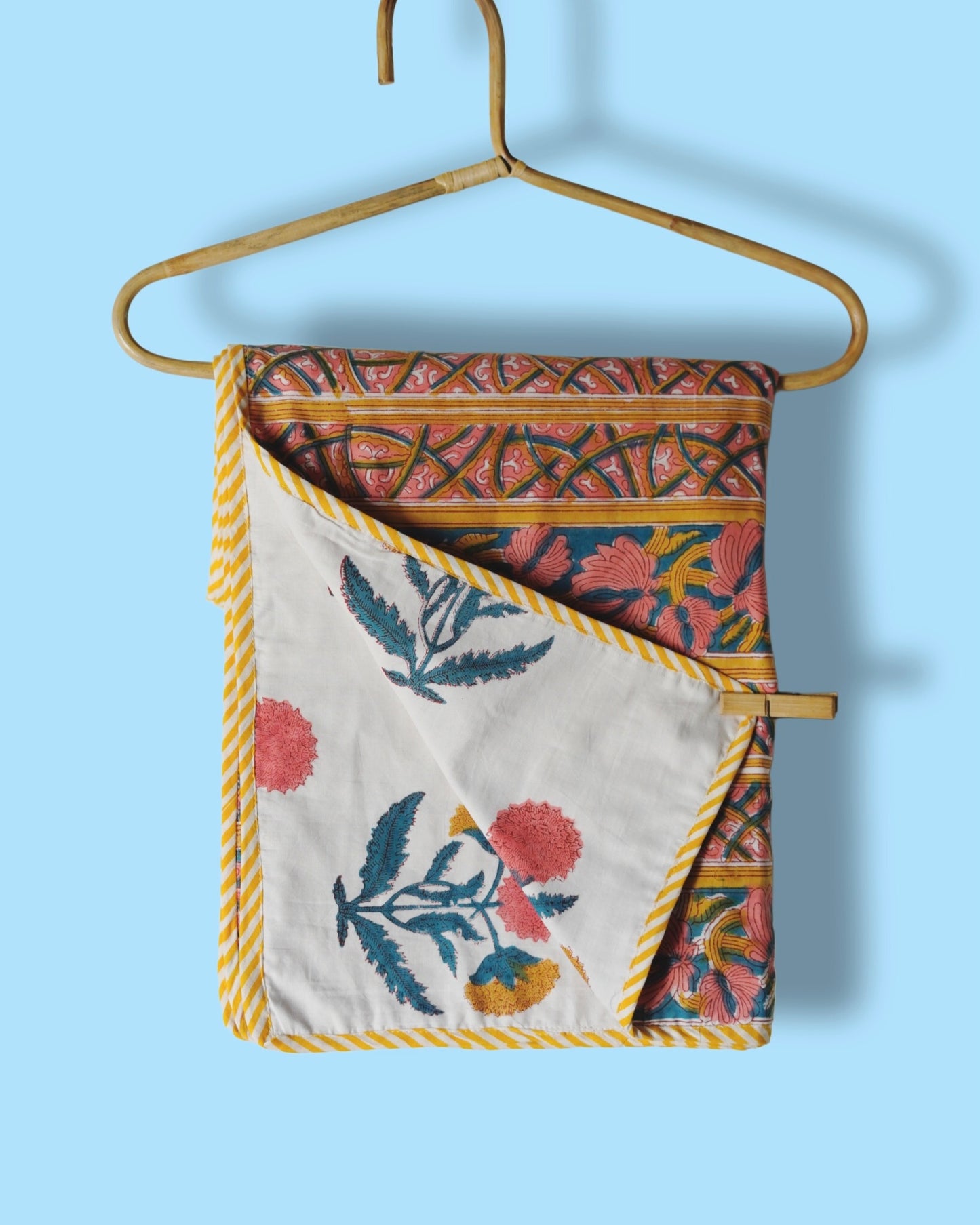 Wood Block Print  Baby Summer Quilt