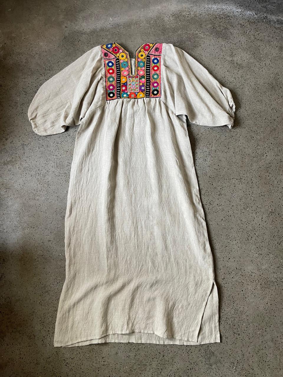Vintage Yoke Linen Dress – One of a Kind