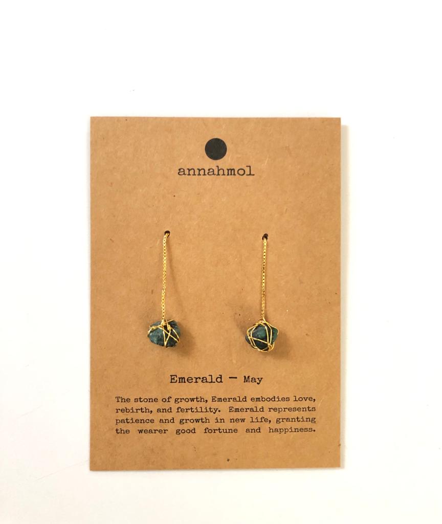 Birth Stone Threader Earrings: Semi-Precious Stones