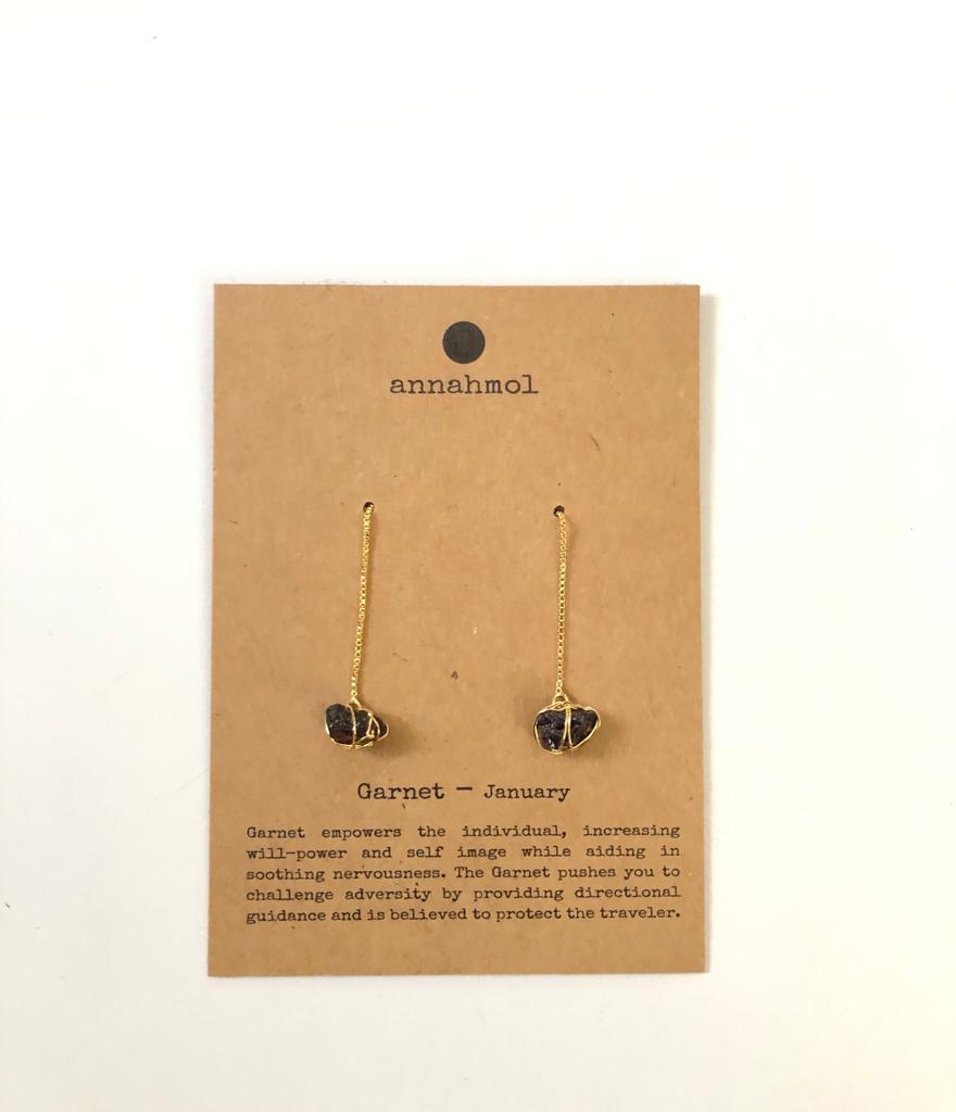 Birth Stone Threader Earrings: Semi-Precious Stones