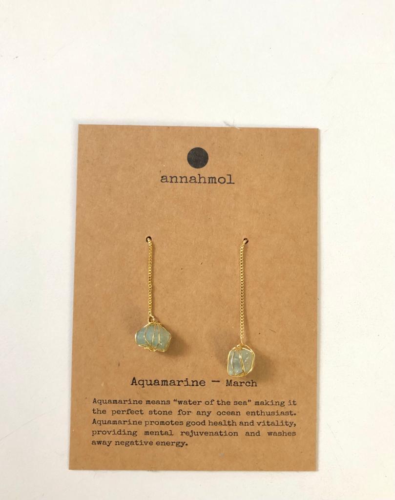 Birth Stone Threader Earrings: Semi-Precious Stones