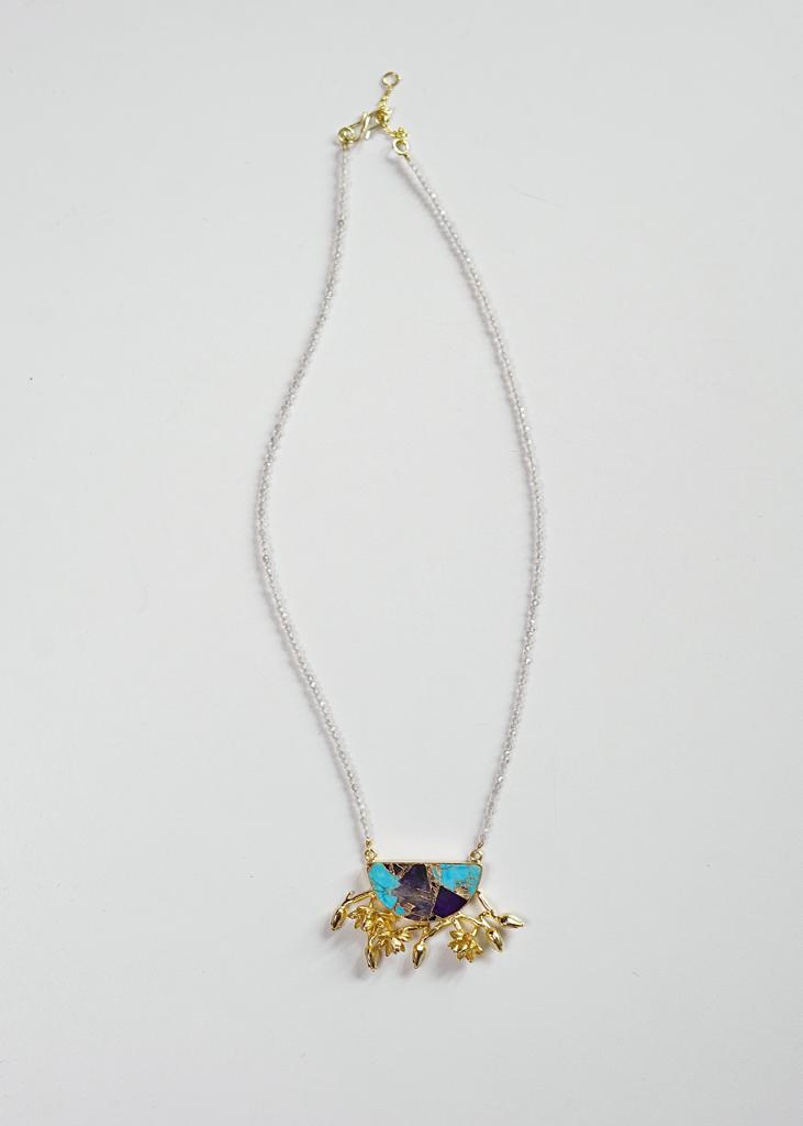 Half Moon Mohave Turquoise & Arabian Jasmine Flowers