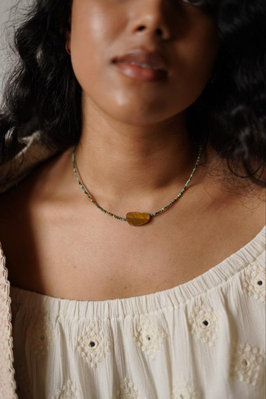 Turquoise Beaded Sliced Pendant