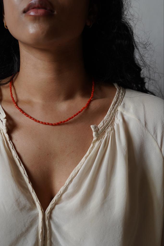 Natural Coral Beaded Necklace