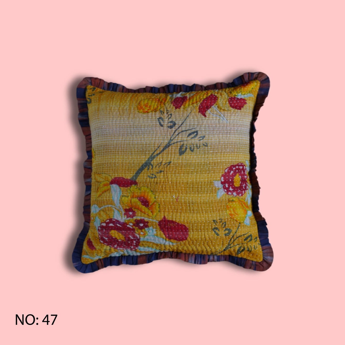 Rosa Vintage Kantha & Ikat Cushion Cover (20x20 inch)