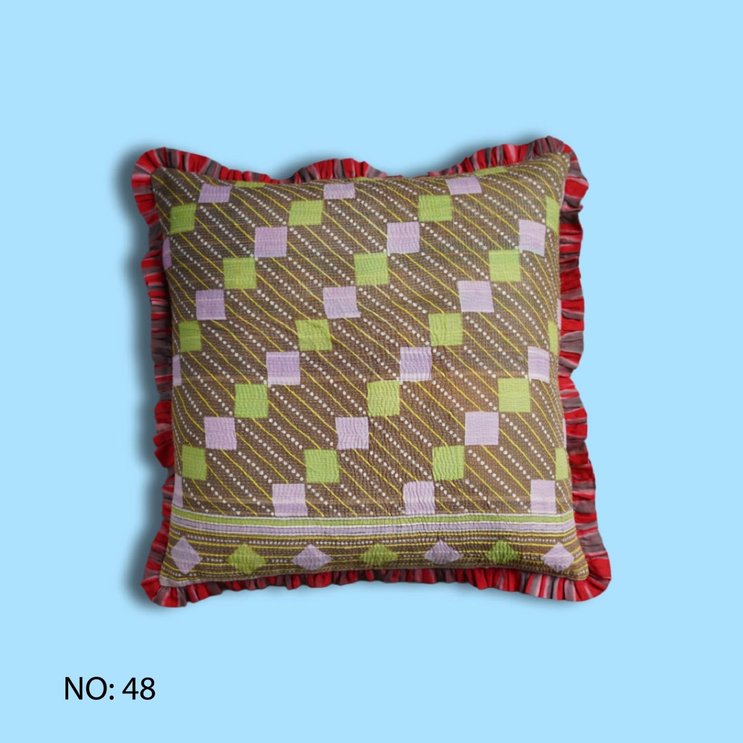 Rosa Vintage Kantha & Ikat Cushion Cover (20x20 inch)