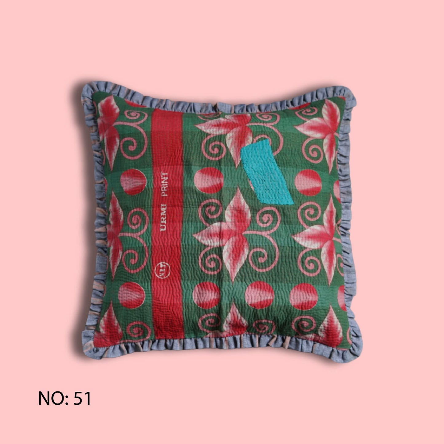 Rosa Vintage Kantha & Ikat Cushion Cover (20x20 inch)