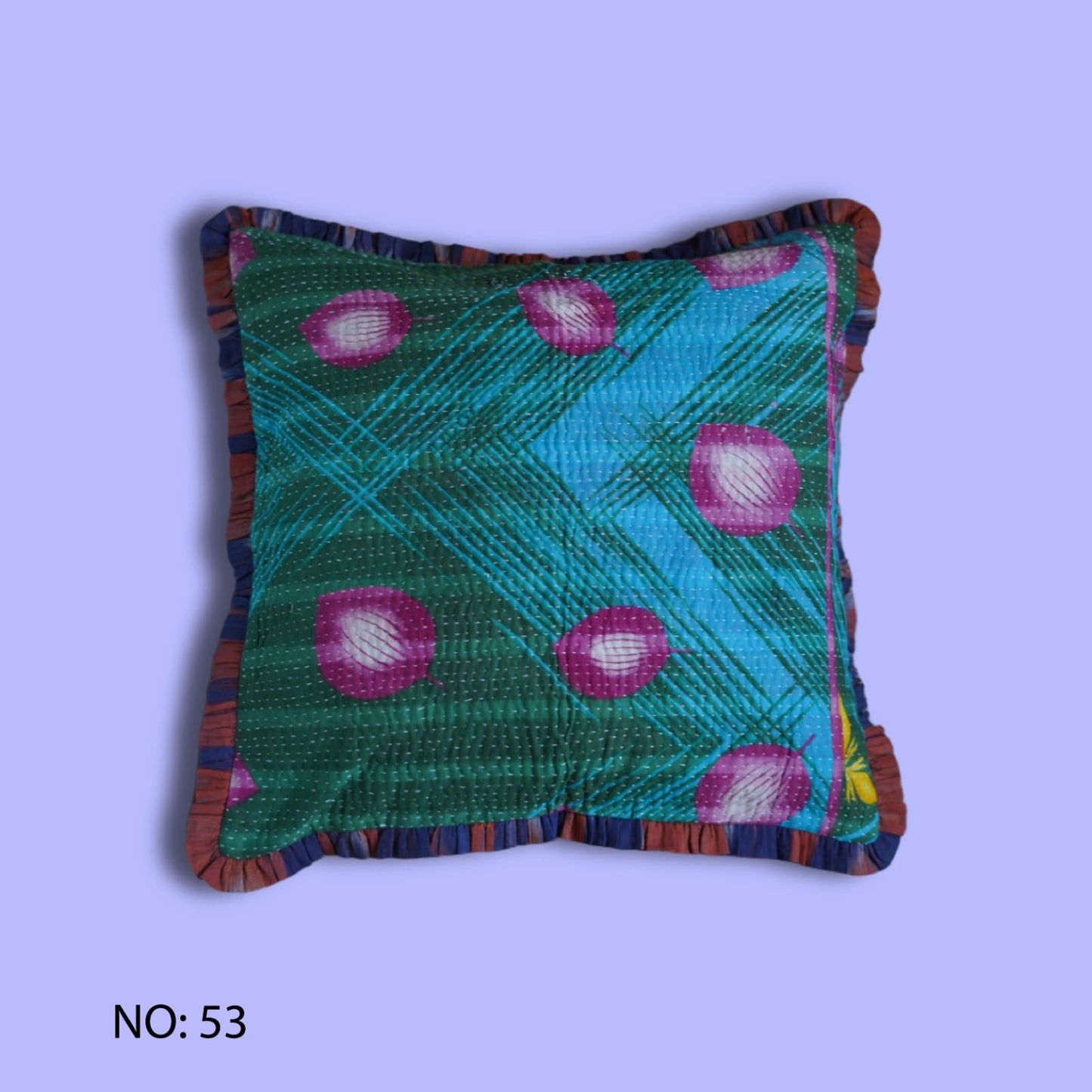 Rosa Vintage Kantha & Ikat Cushion Cover (20x20 inch)