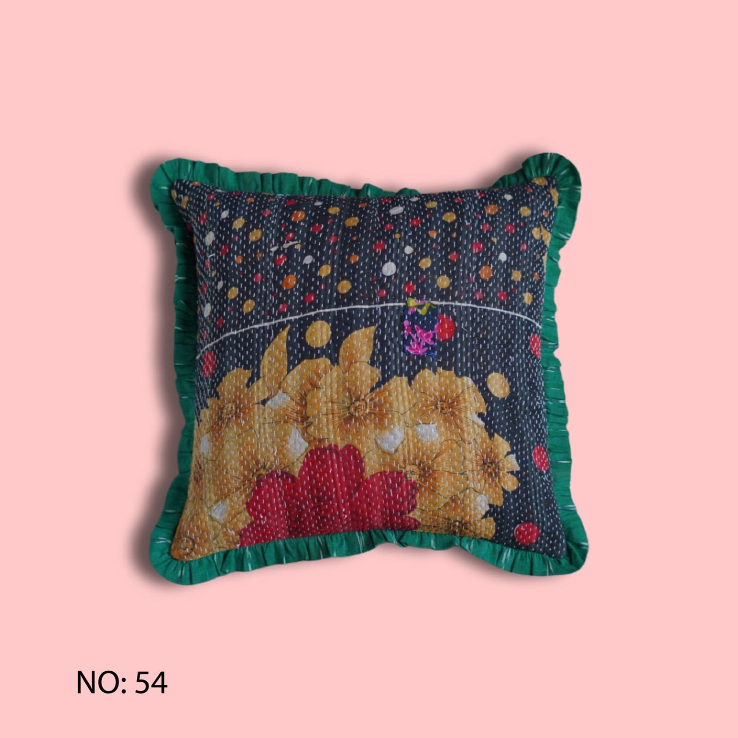 Rosa Vintage Kantha & Ikat Cushion Cover (20x20 inch)