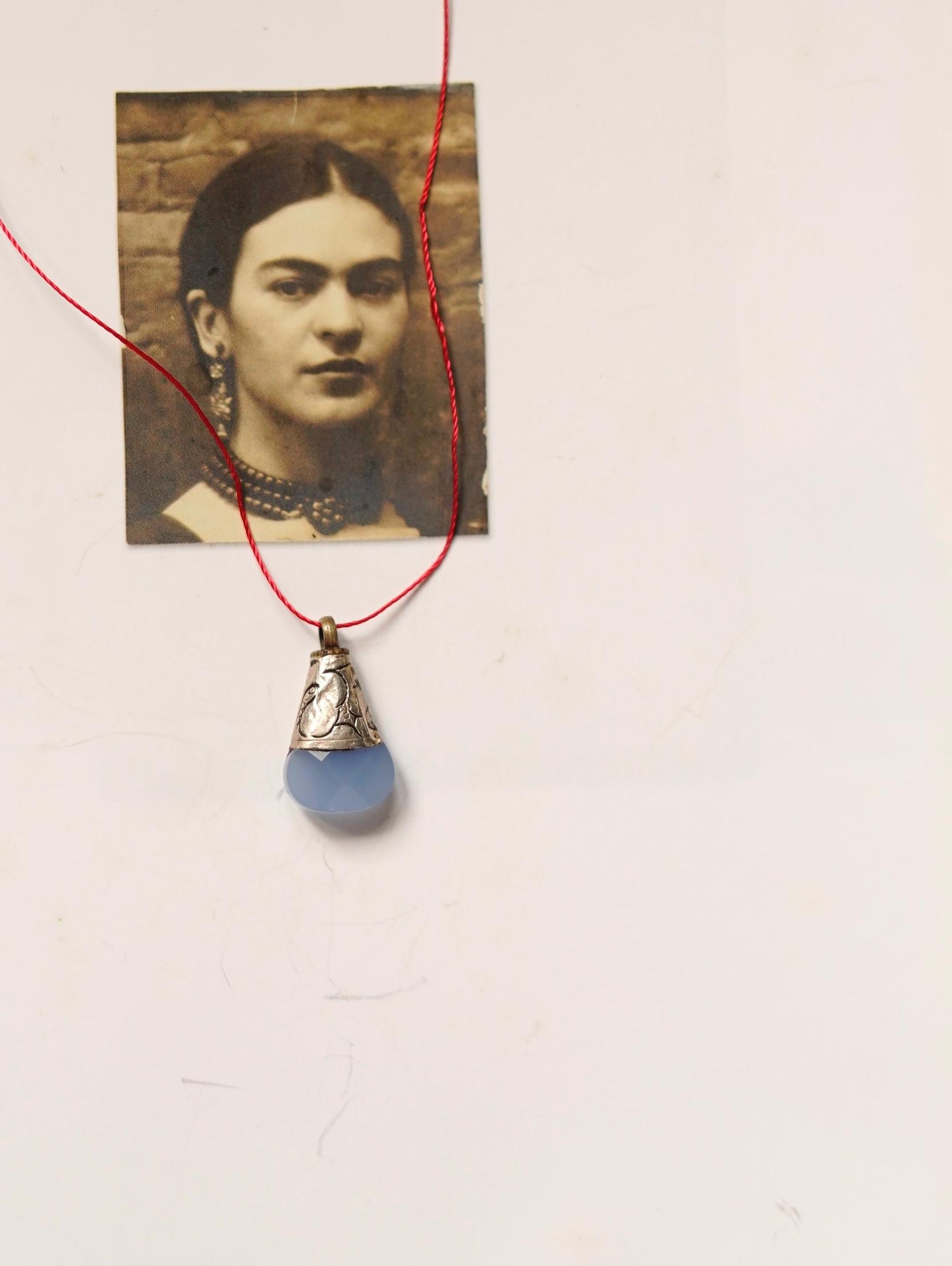 Pokhara Vintage Stone & Silver Pendant on string 2