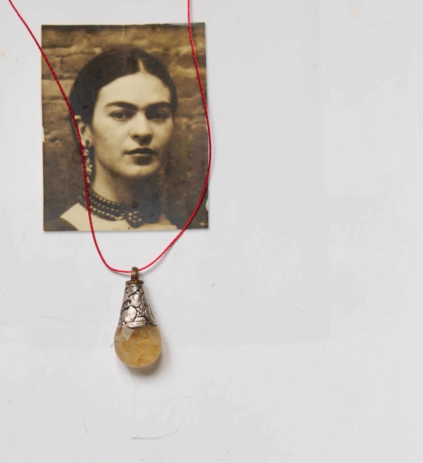 Pokhara Vintage Stone & Silver Pendant on string 2