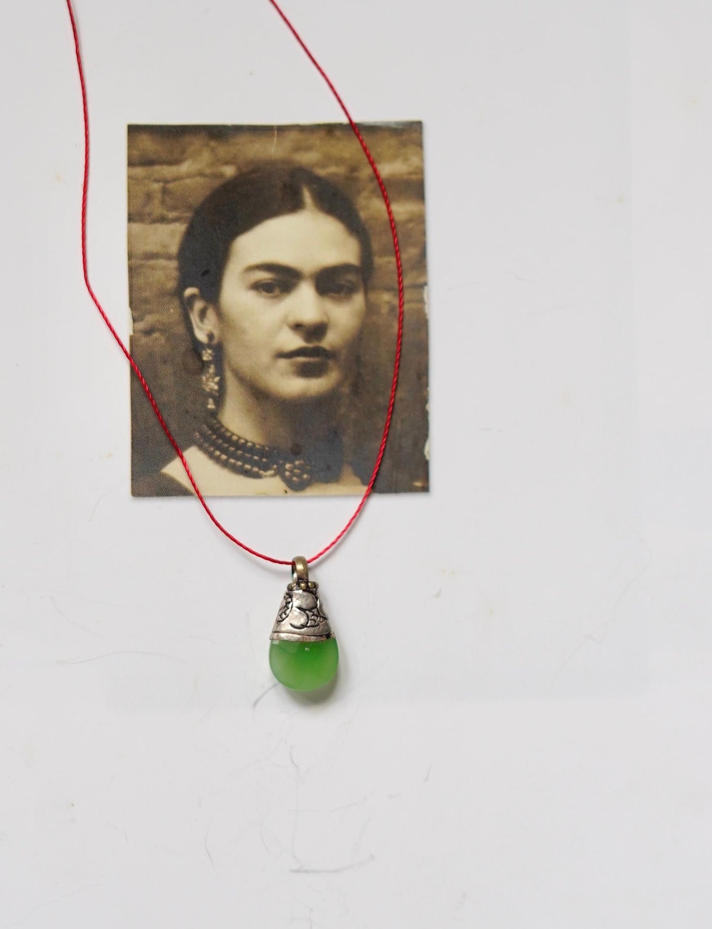 Pokhara Vintage Stone & Silver Pendant on string 2