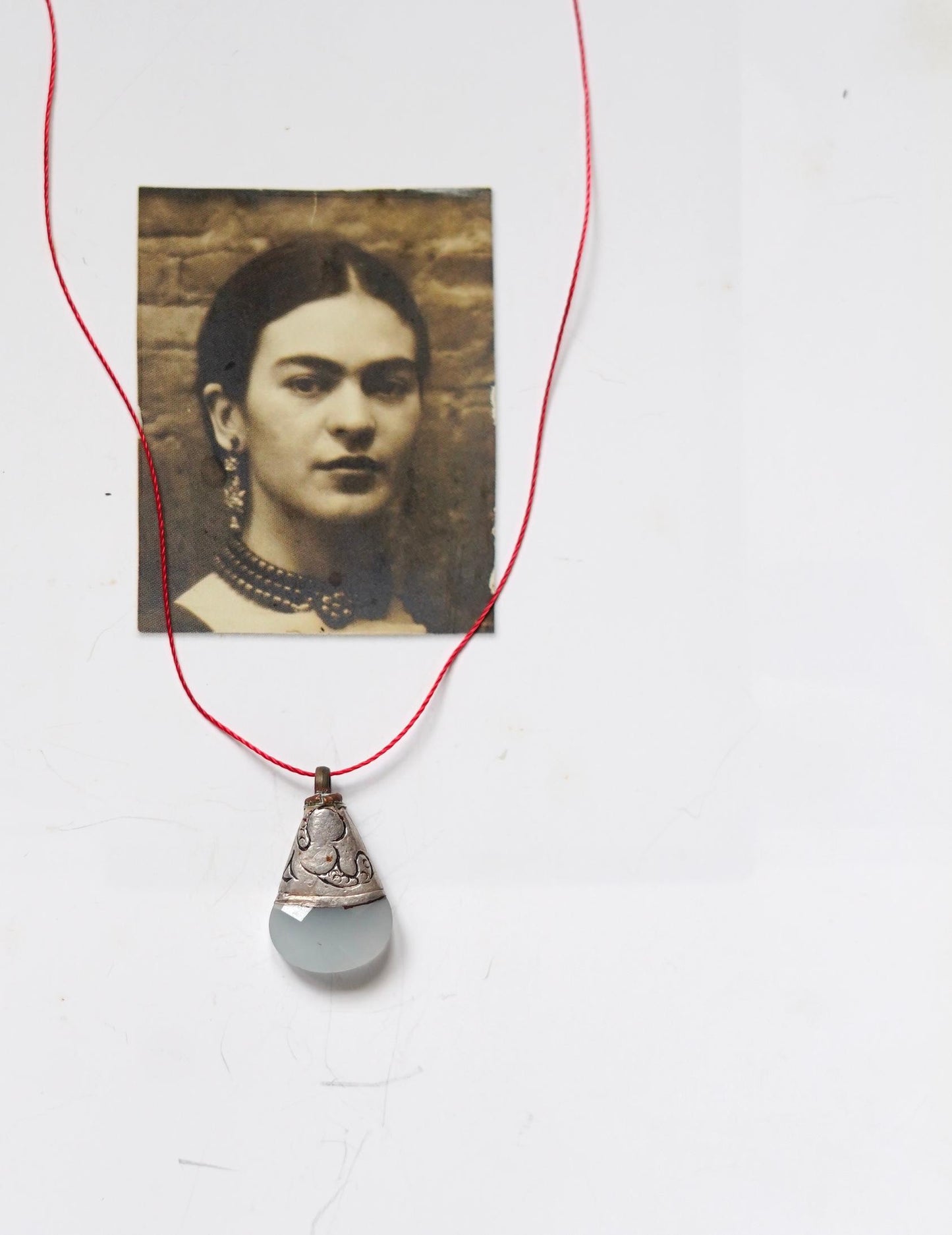 Pokhara Vintage Stone & Silver Pendant on string 2