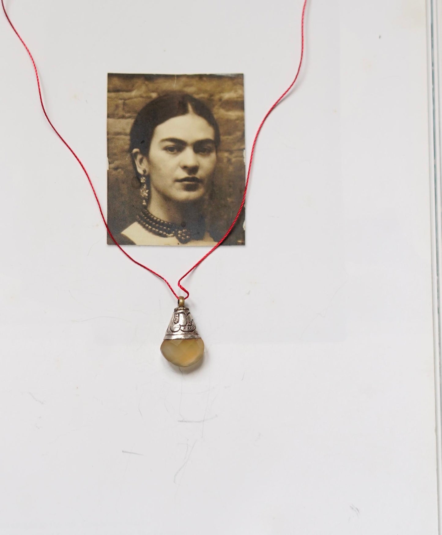 Pokhara Vintage Stone & Silver Pendant on string 2