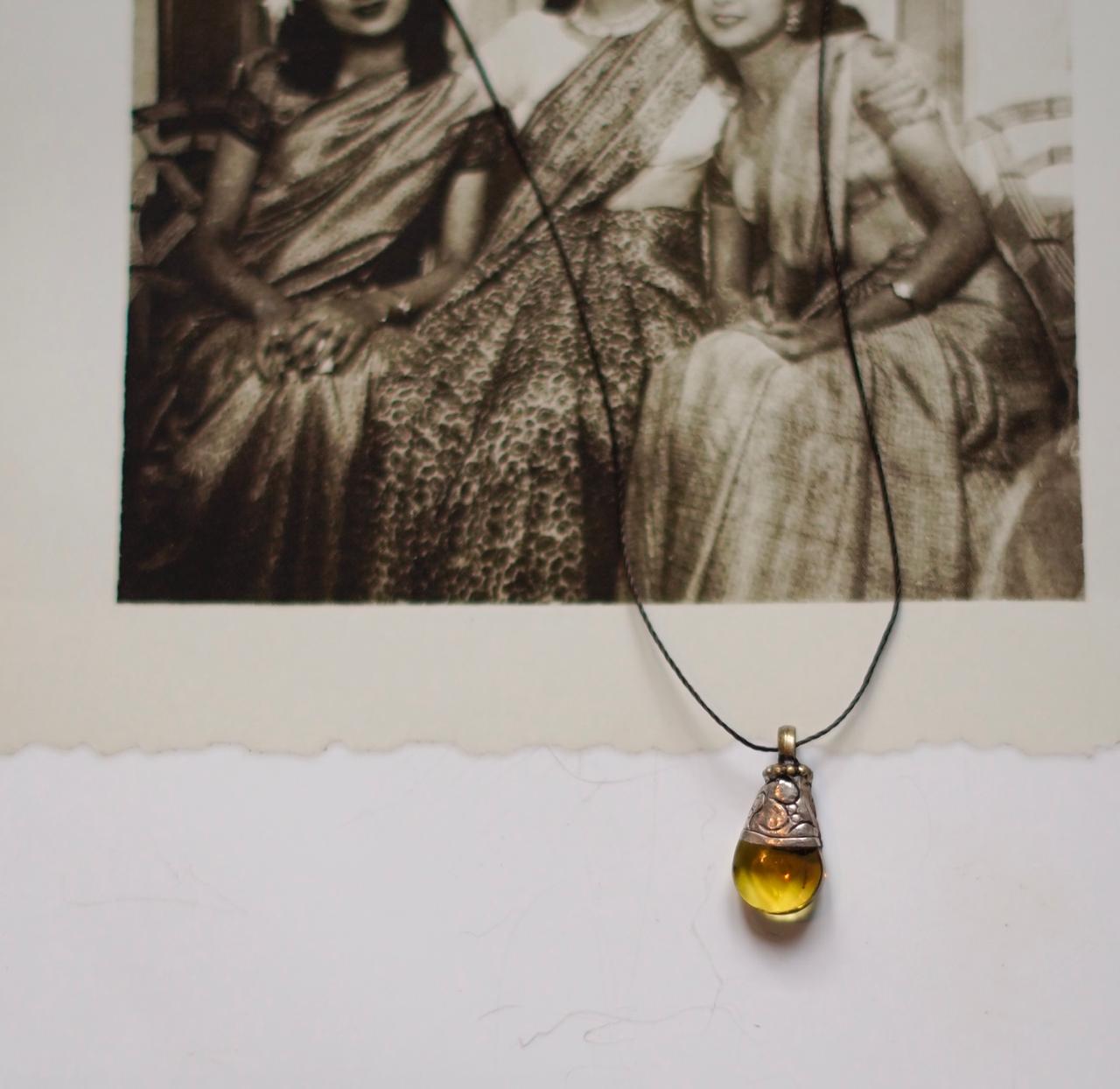 Pokhara Vintage Stone & Silver Pendant on string 1