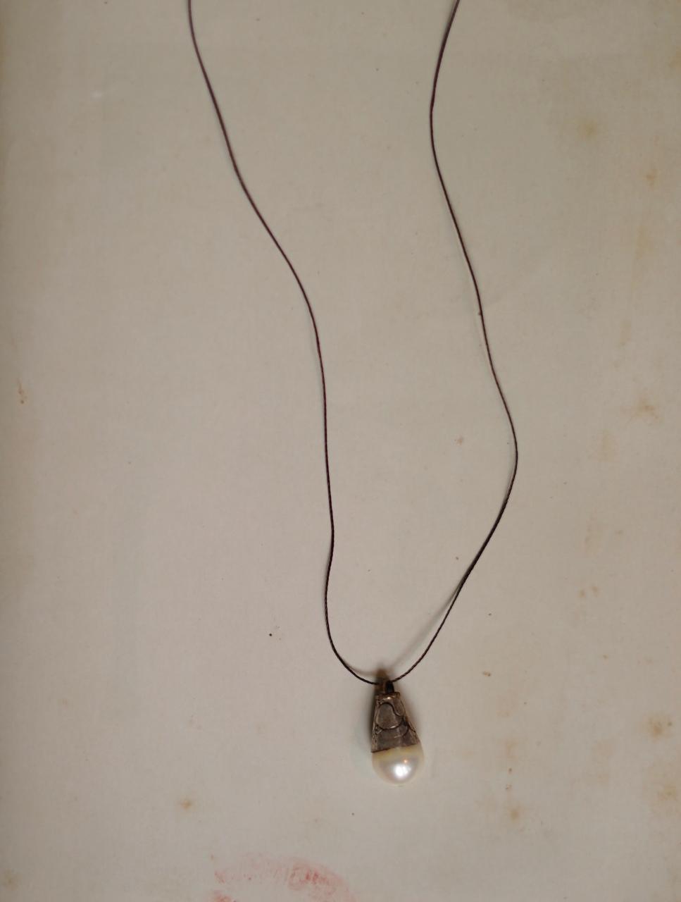 Pokhara Vintage Stone & Silver Pendant on string 1