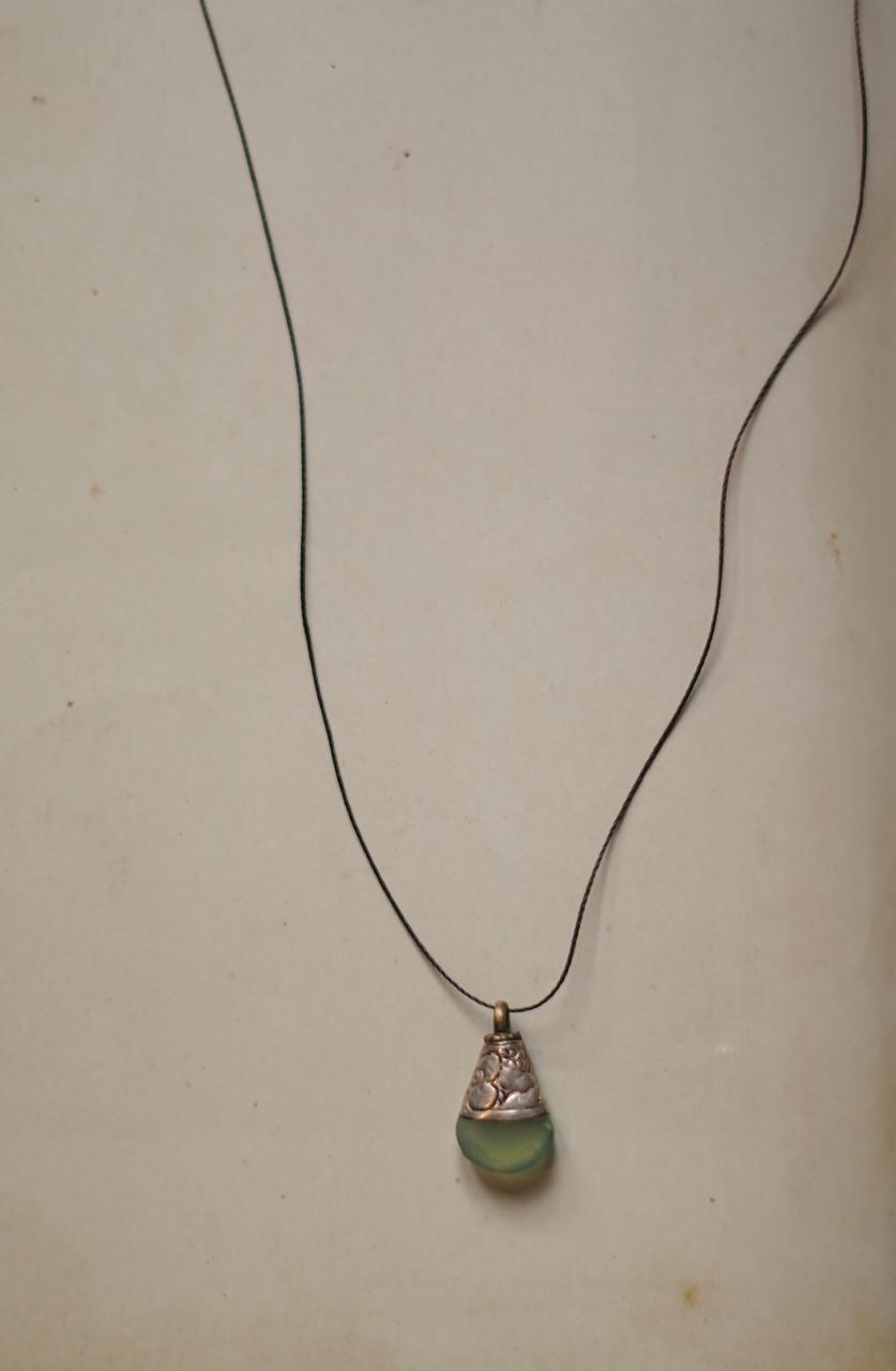 Pokhara Vintage Stone & Silver Pendant on string 1