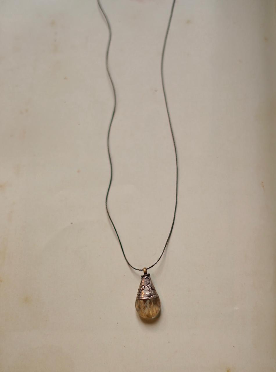 Pokhara Vintage Stone & Silver Pendant on string 1