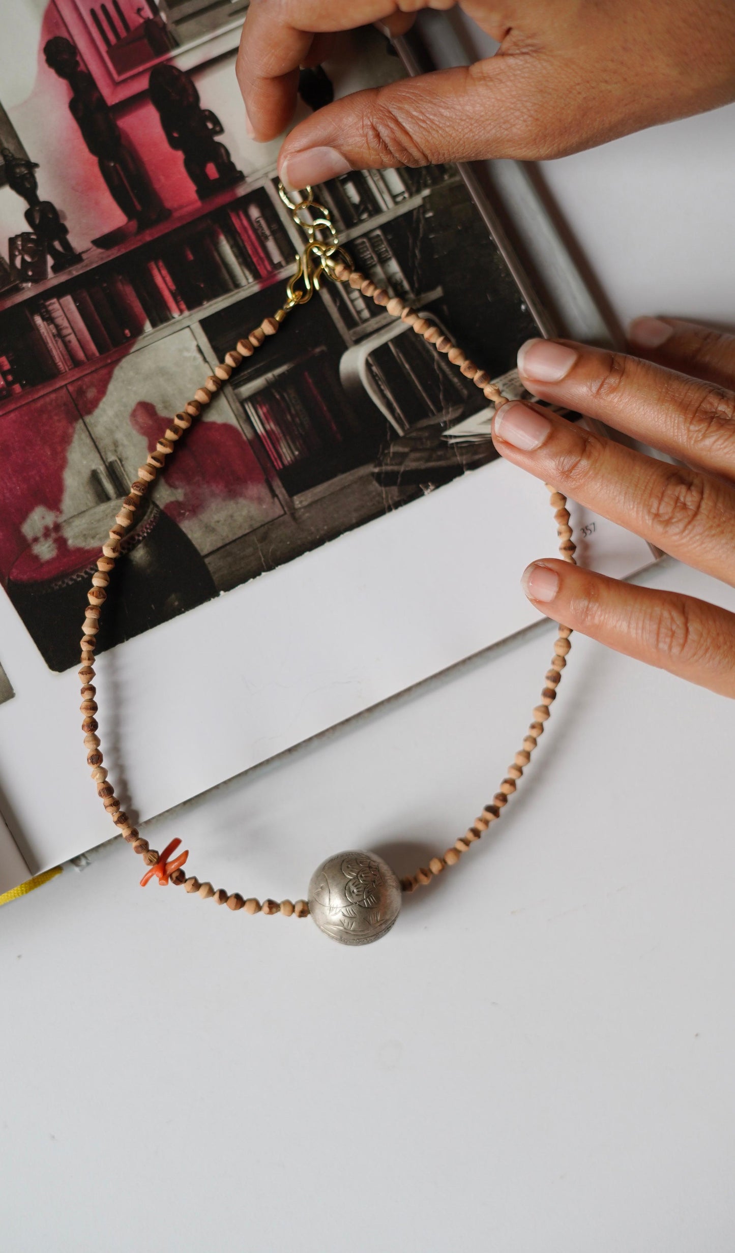 Vintage Ceremonial Silver Bead Necklace