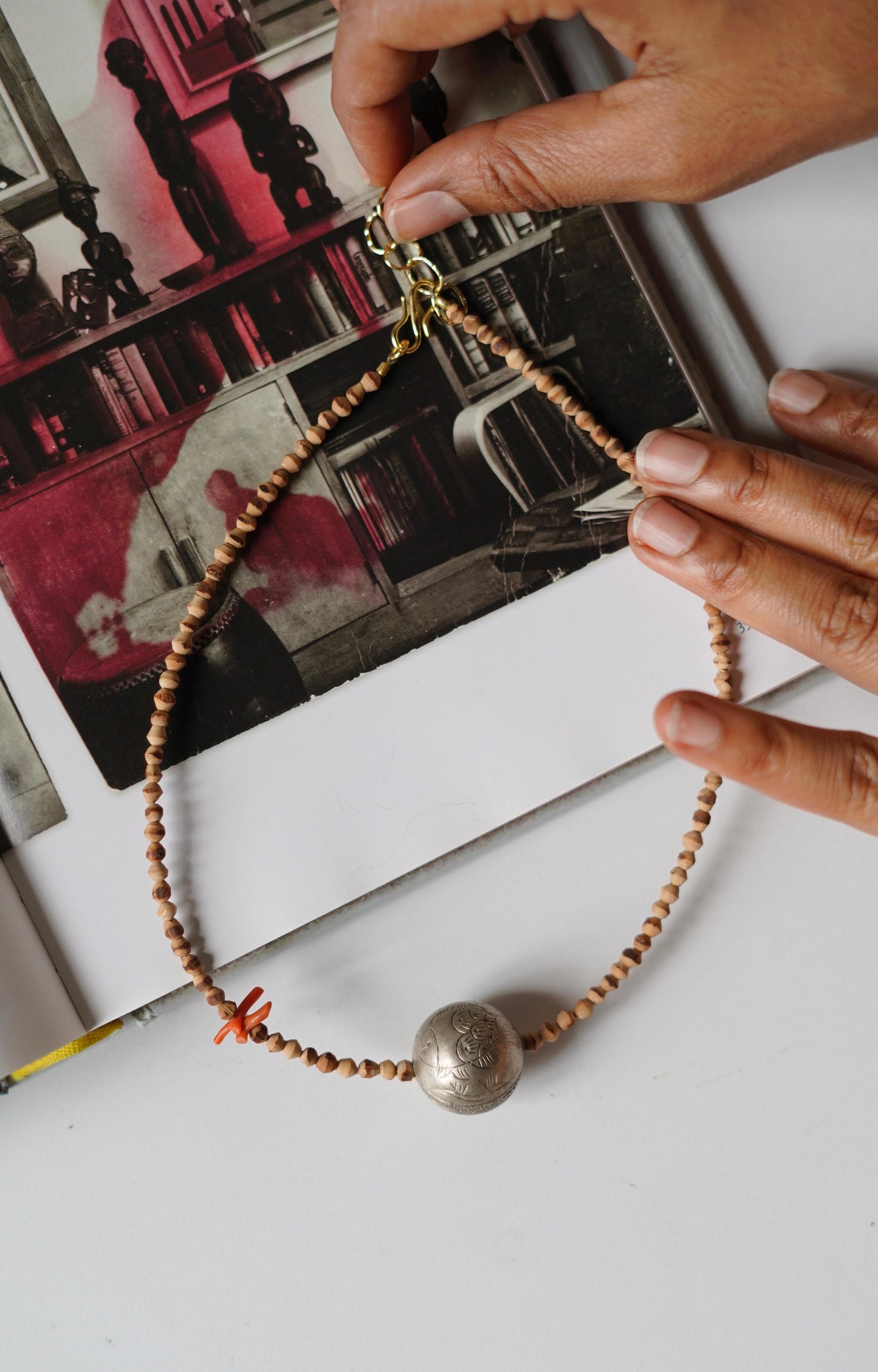 Vintage Ceremonial Silver Bead Necklace