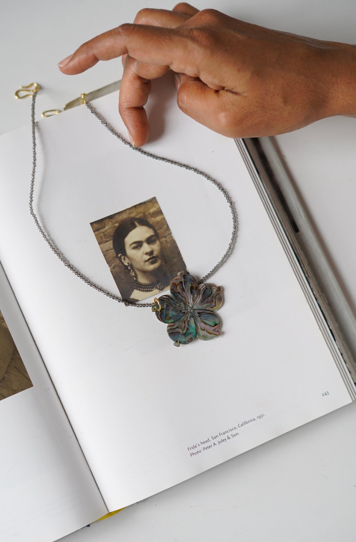 Smokey Quartz & Carved Shell Necklace 3