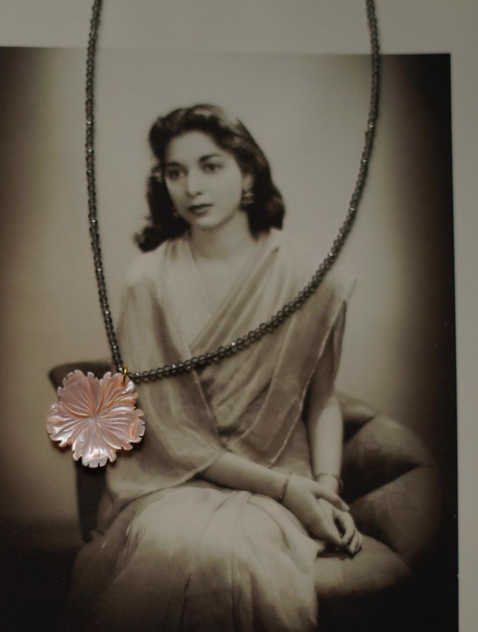 Smokey Quartz & Carved Shell Necklace 2