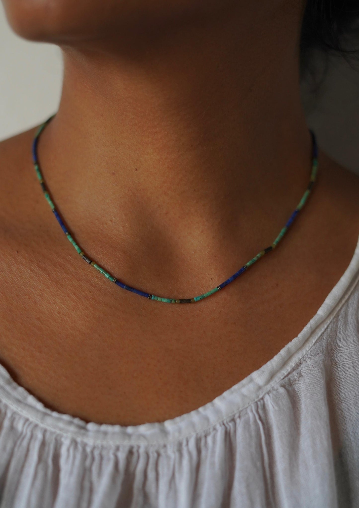 Vintage Semi Precious Stone Minimalist Necklace 1