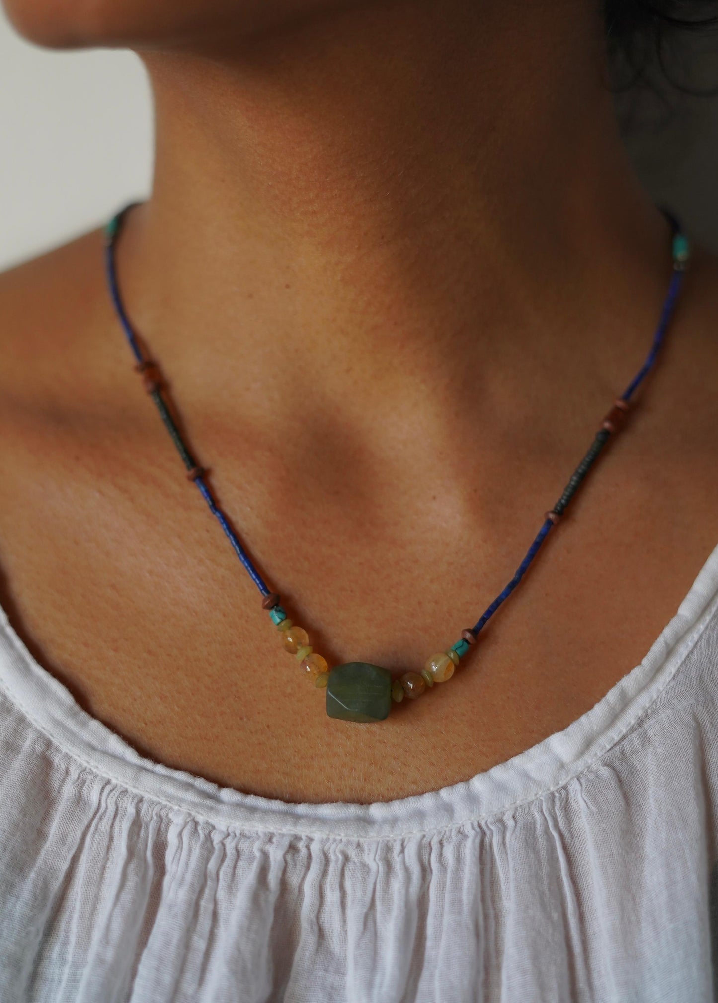 Vintage Semi Precious Stone Minimalist Necklace 3