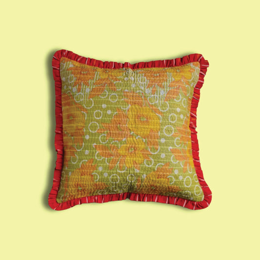 Rosa Vintage Kantha & Ikat Cushion Cover (18x18 inch)