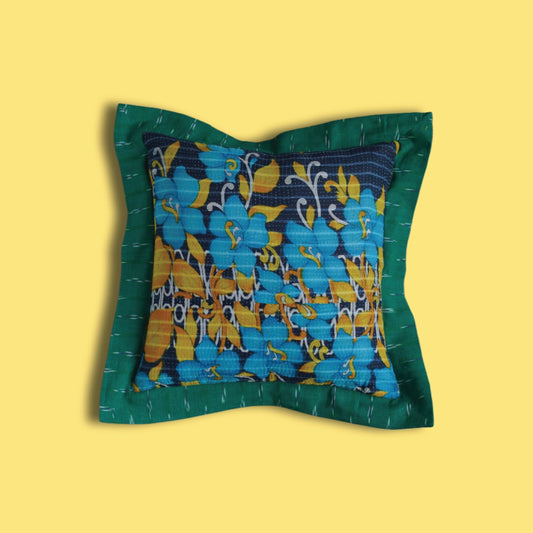 Chameli Vintage Kantha & Ikat Cushion Cover (18x18 inch)