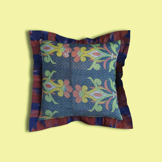 Chameli Vintage Kantha & Ikat Cushion Cover (16x16 inch)