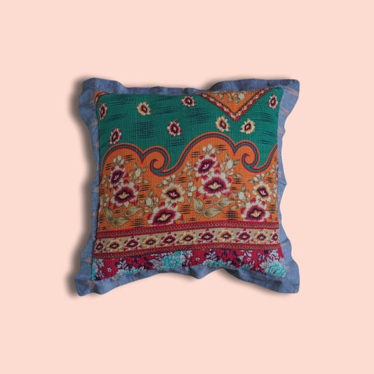 Chameli Vintage Kantha & Ikat Cushion Cover (20x20 inch)