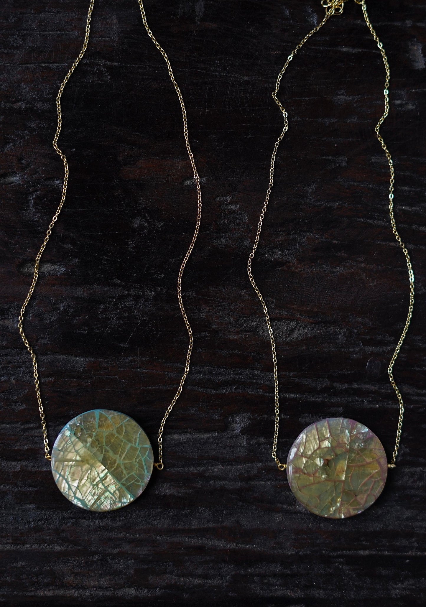Vintage Abalone Resin Moon Pendant