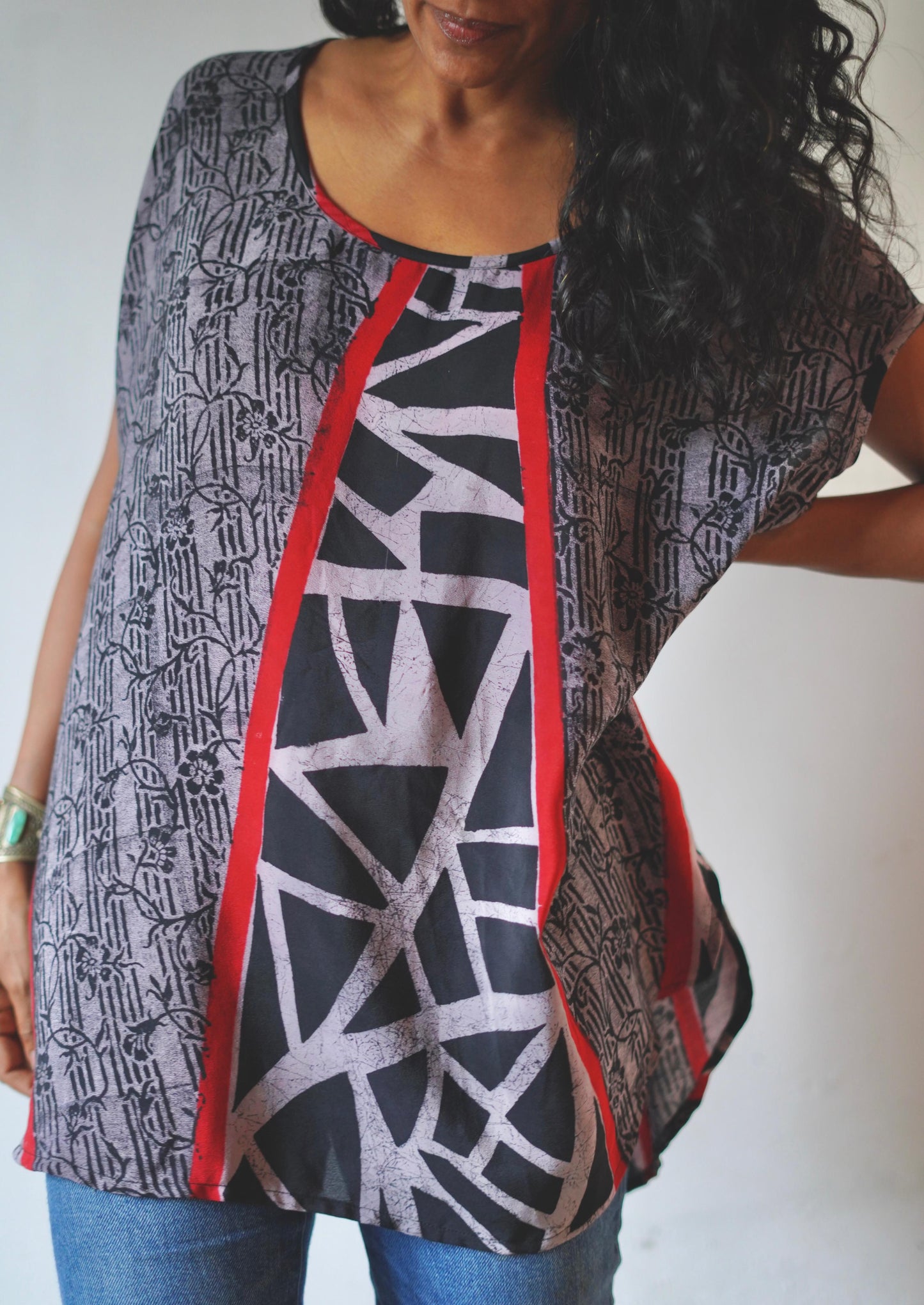 Paros Free Size Vintage Silk Fluid Top