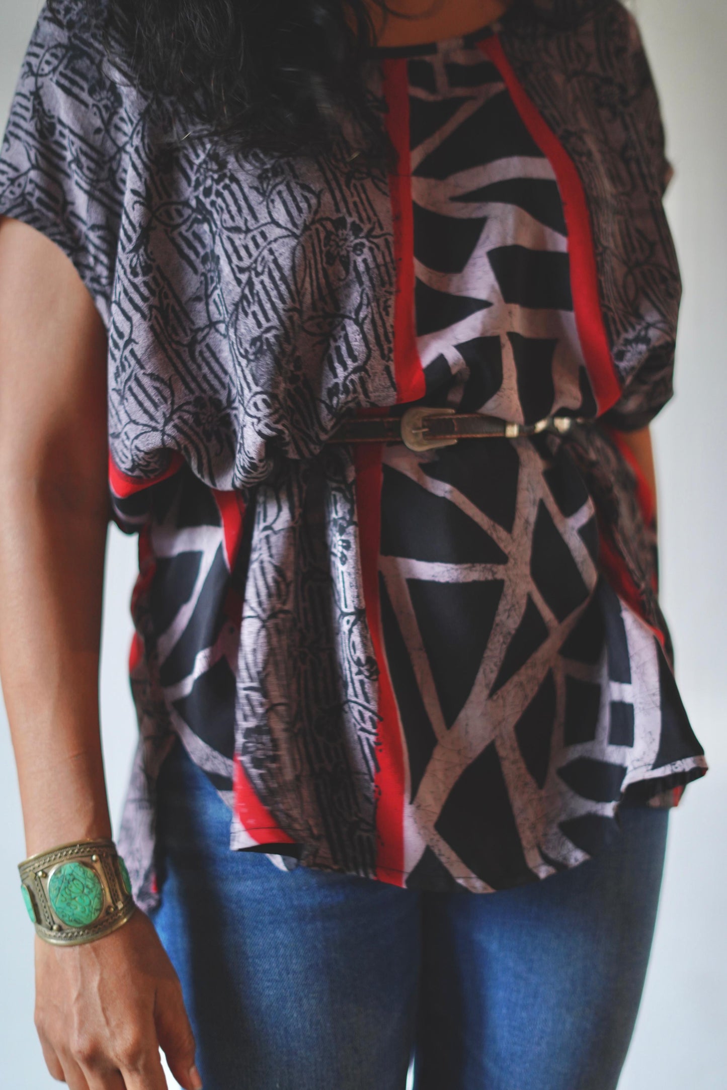 Paros Free Size Vintage Silk Fluid Top