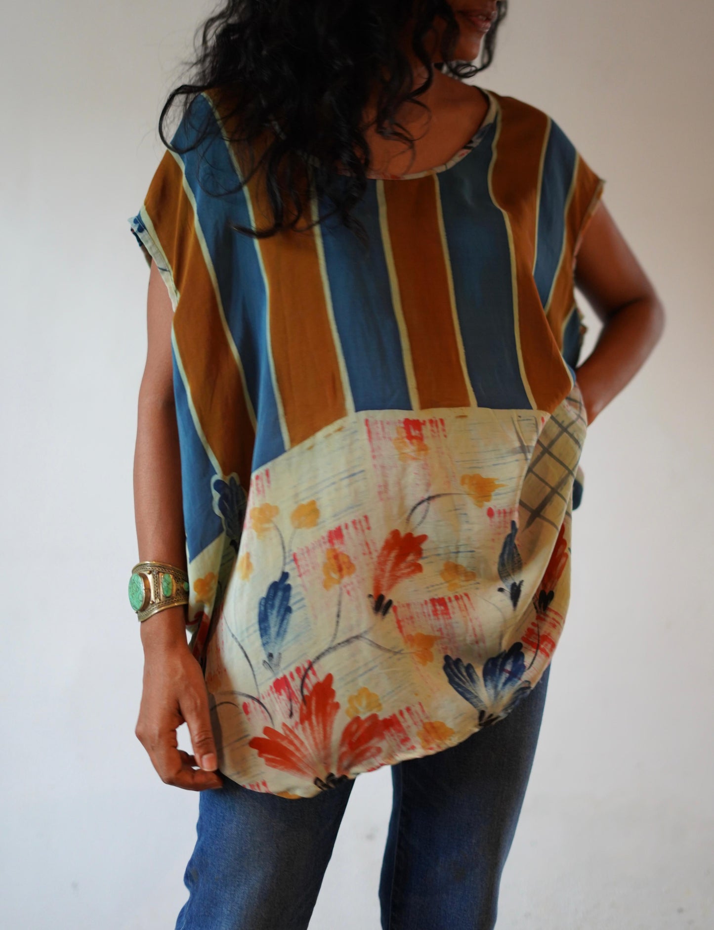Paros Free Size Vintage Silk Fluid Top