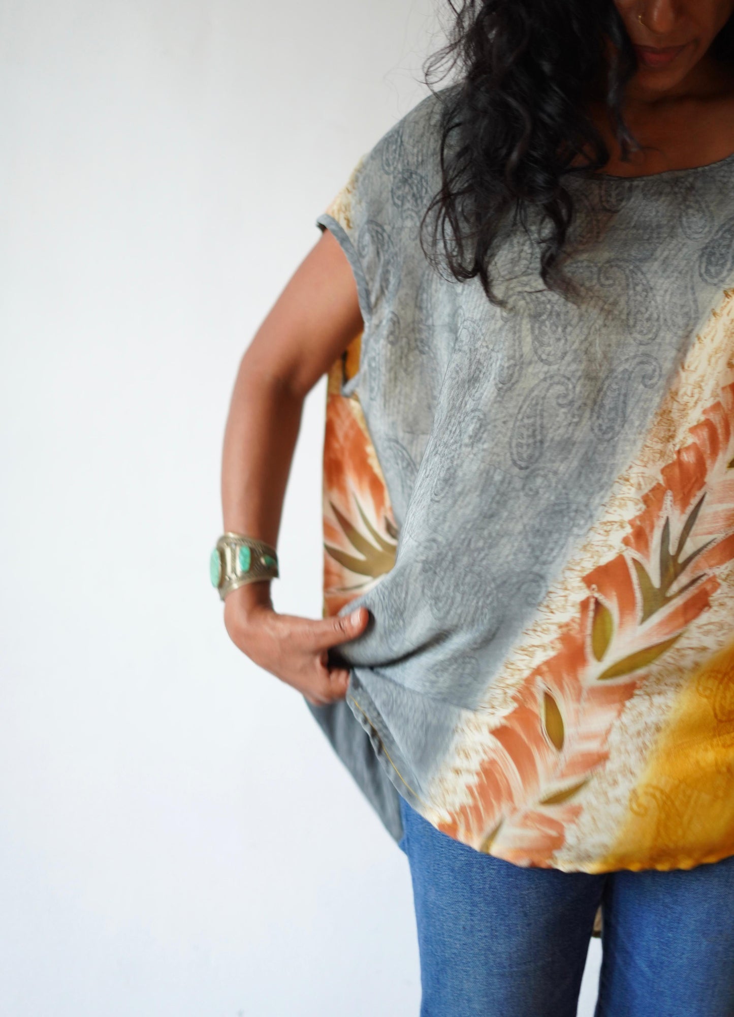Paros Free Size Vintage Silk Fluid Top