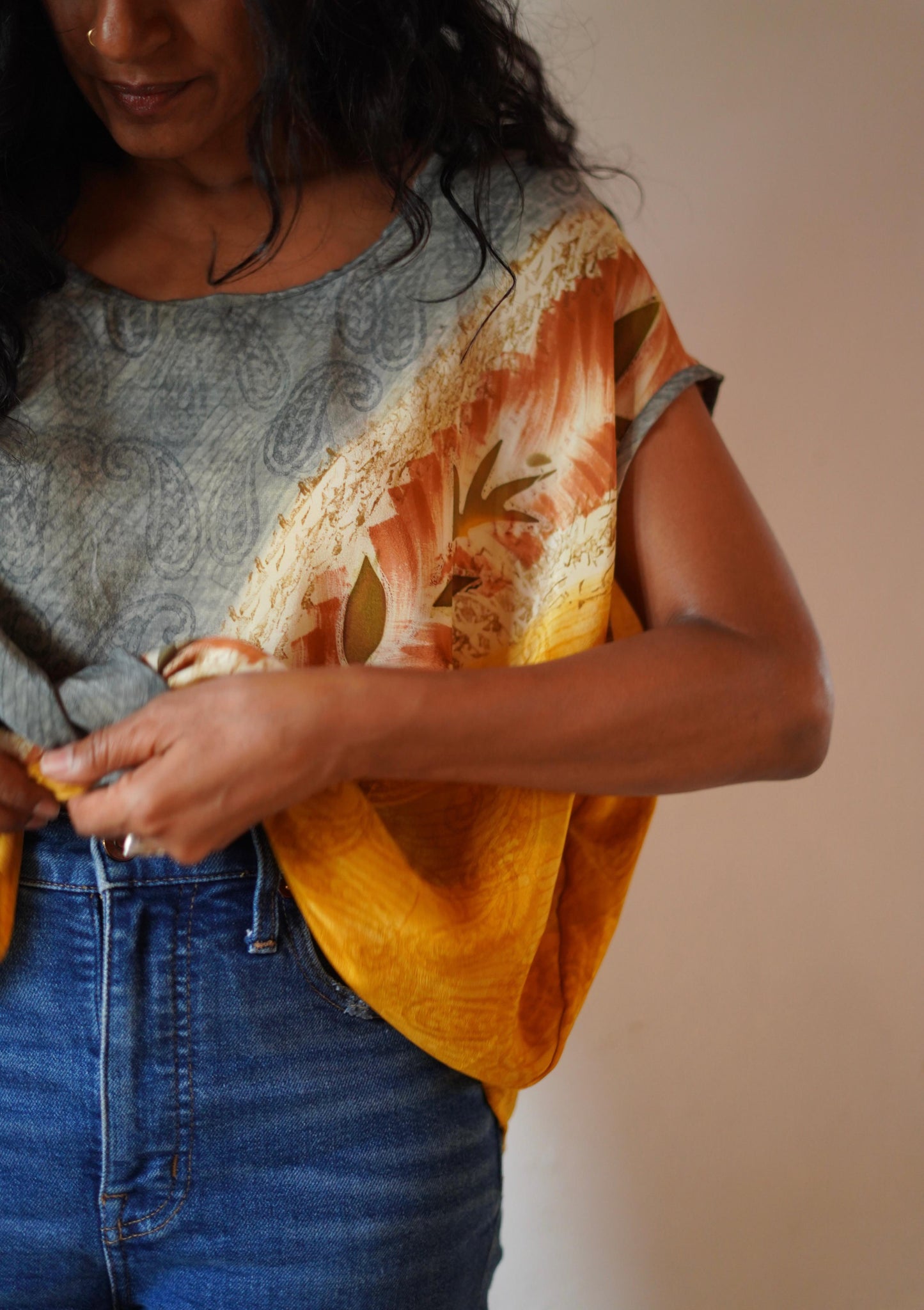 Paros Free Size Vintage Silk Fluid Top