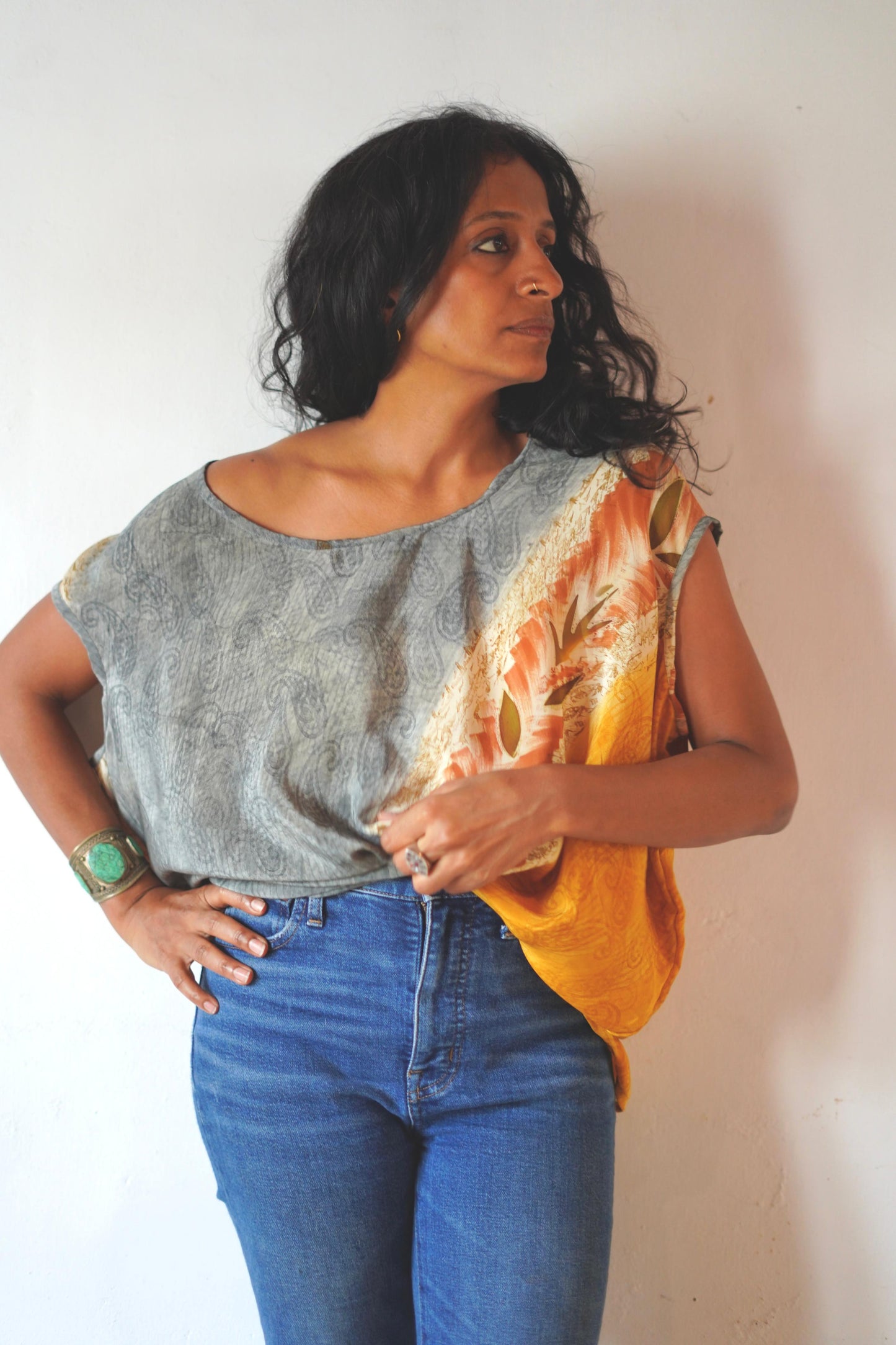 Paros Free Size Vintage Silk Fluid Top