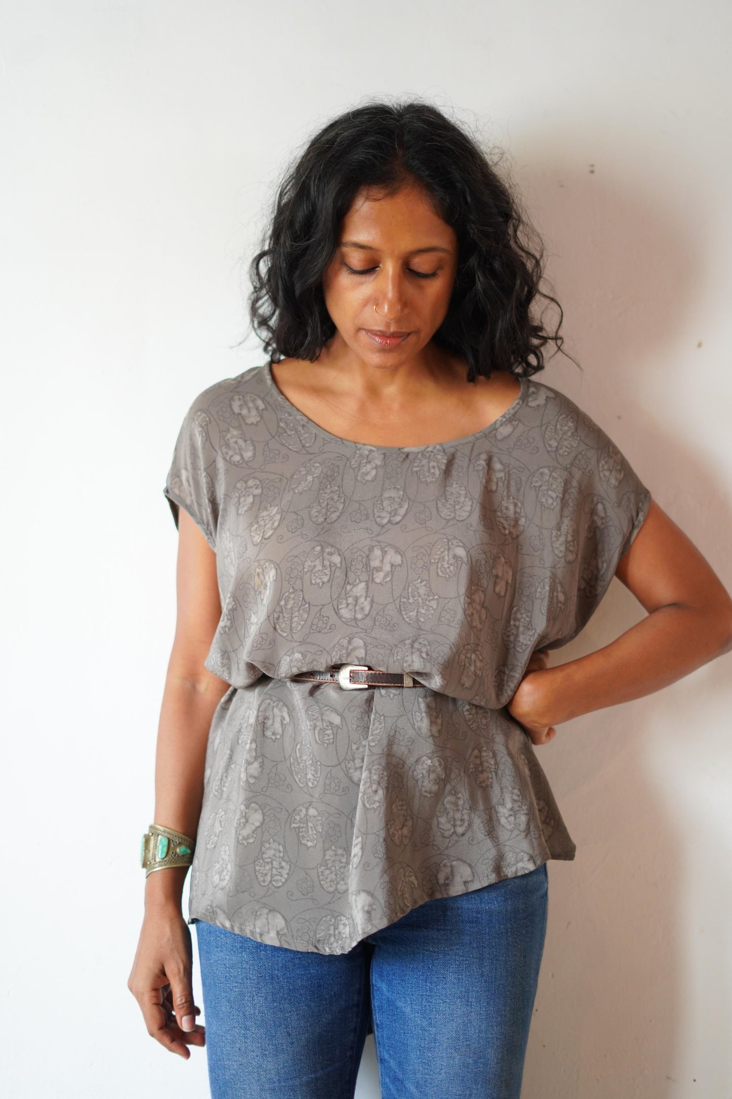 Paros Free Size Vintage Silk Fluid Top