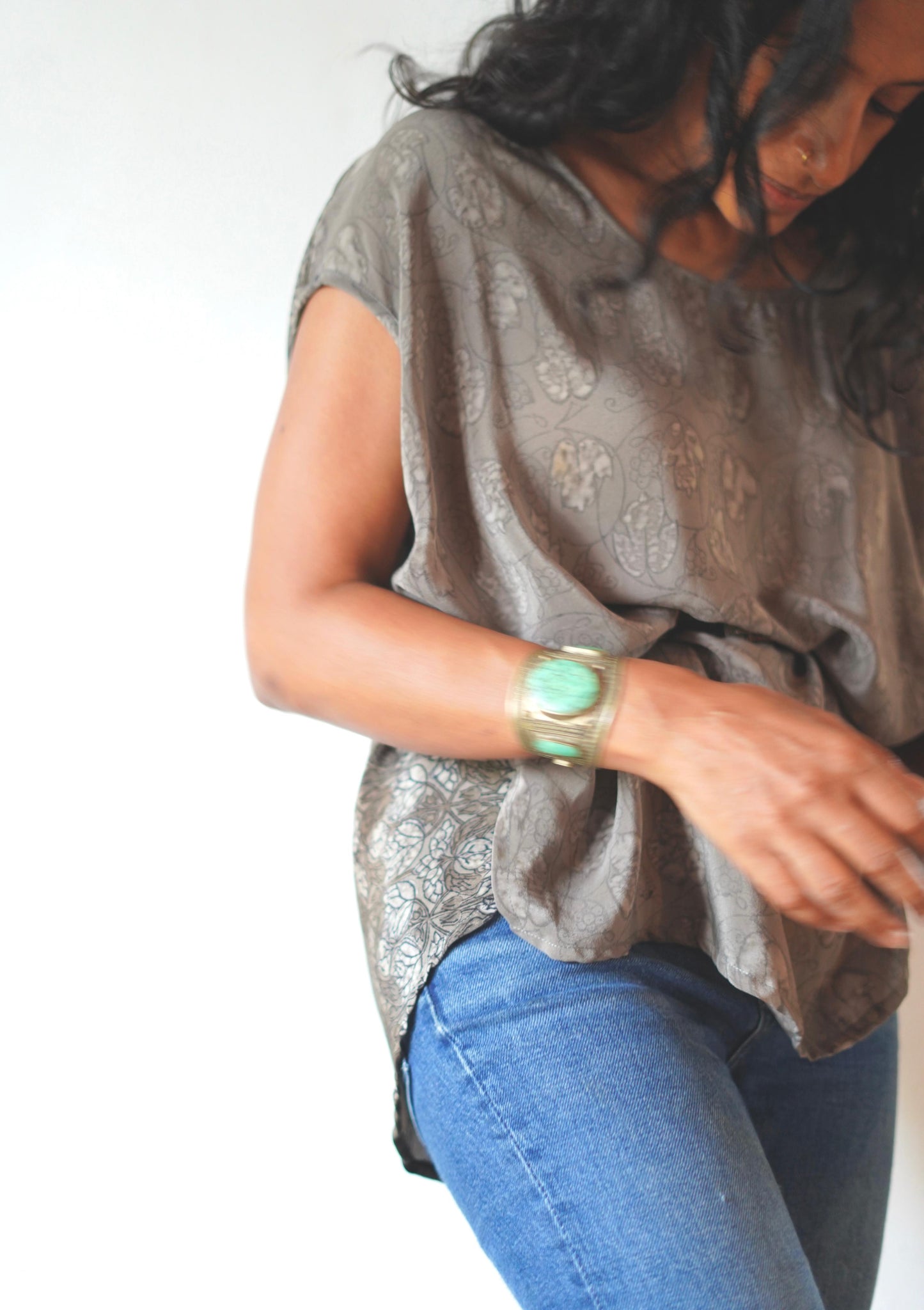 Paros Free Size Vintage Silk Fluid Top