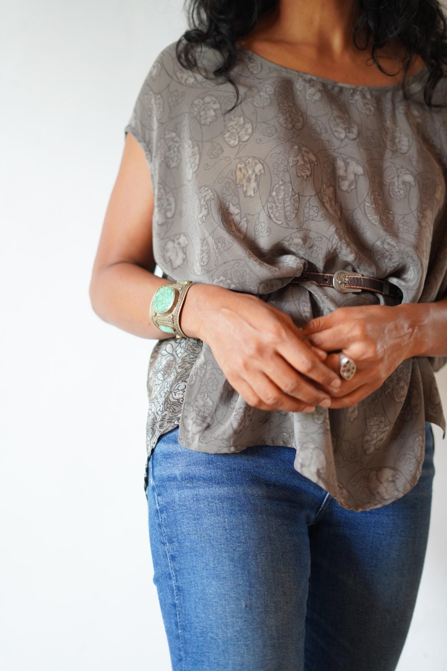 Paros Free Size Vintage Silk Fluid Top