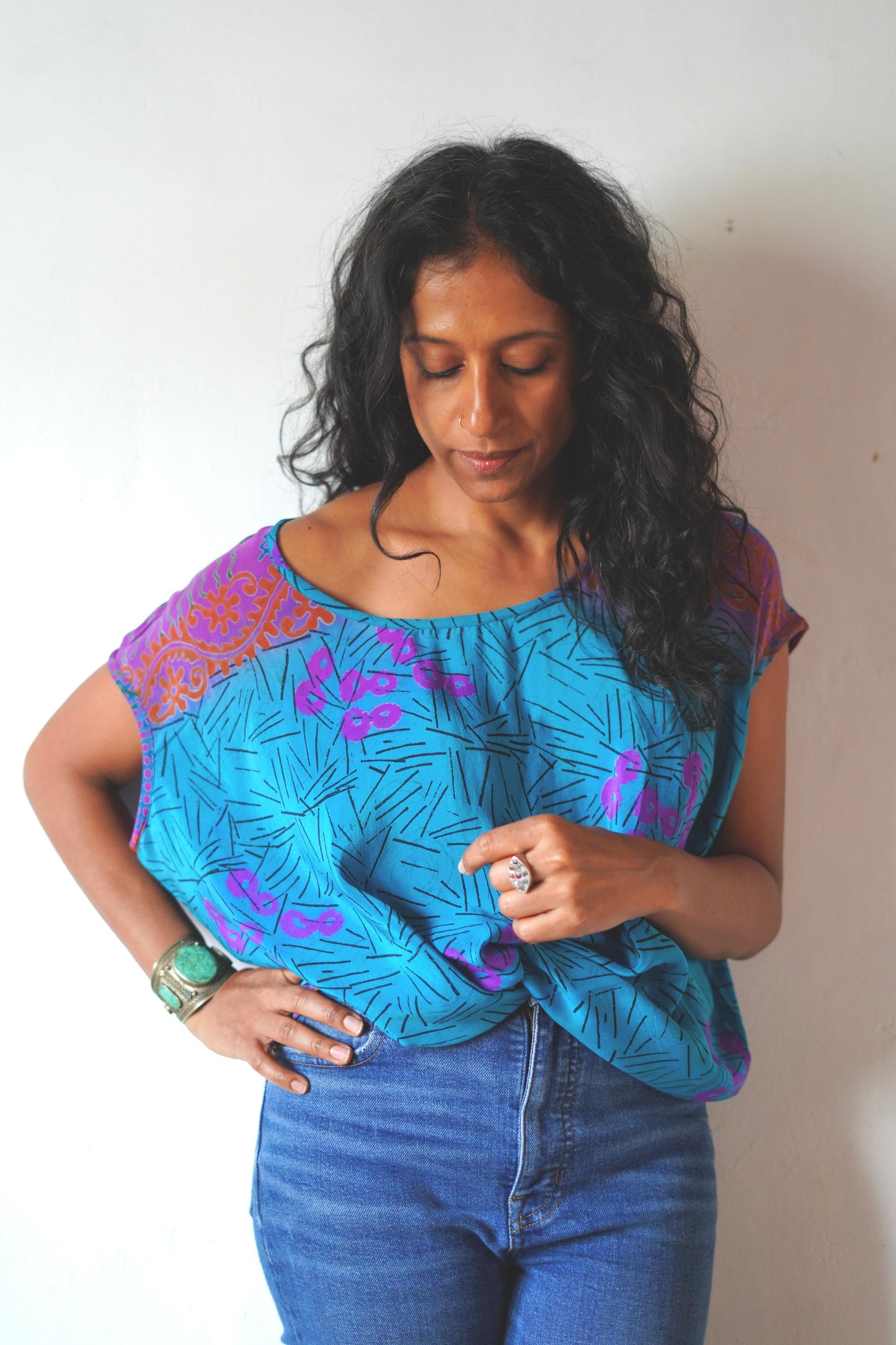 Paros Free Size Vintage Silk Fluid Top