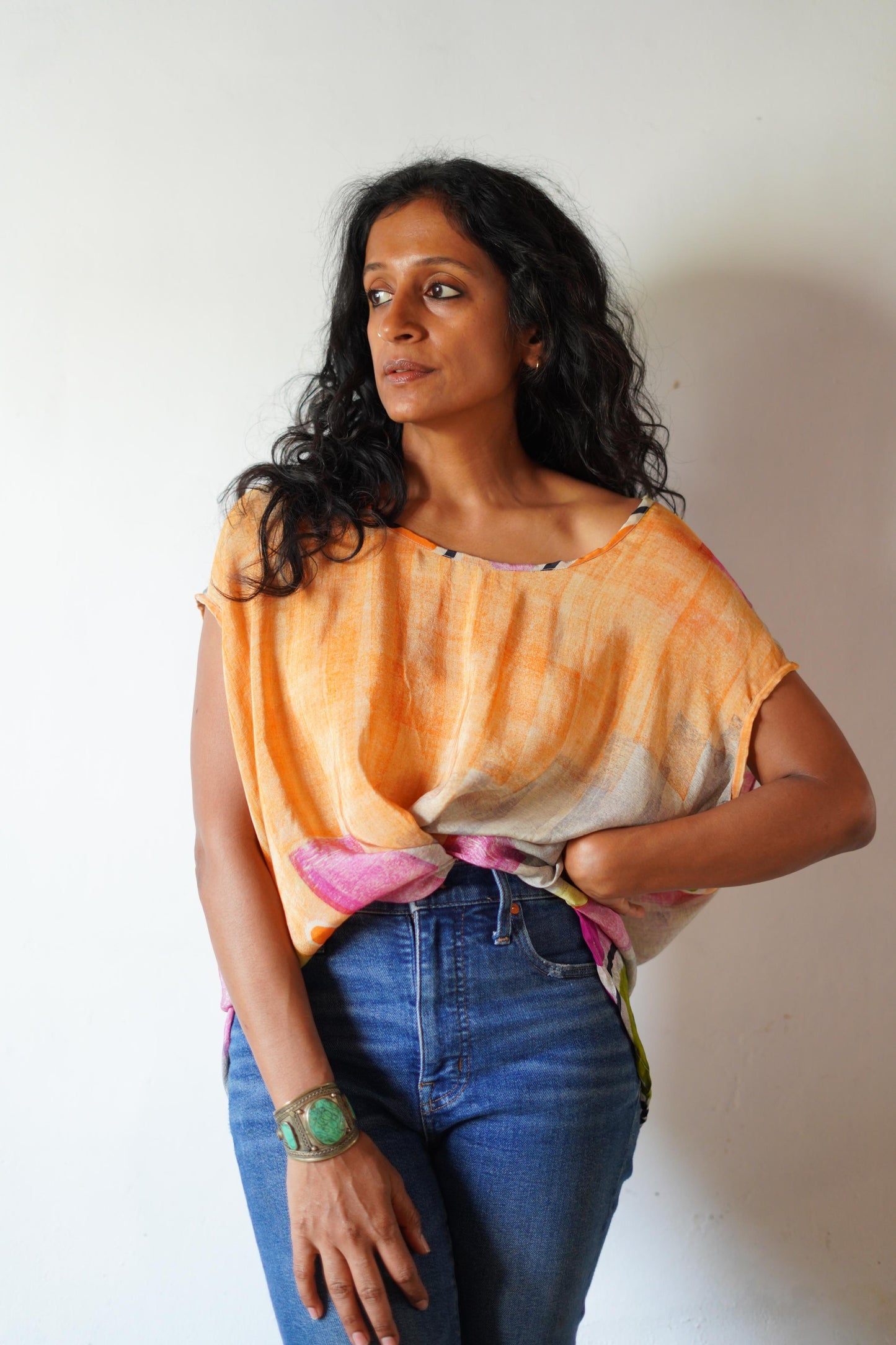 Paros Free Size Vintage Silk Fluid Top